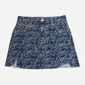 FUBU x Forever 21 Denim Logo Micro Mini Skirt Medium NWOT Y2K